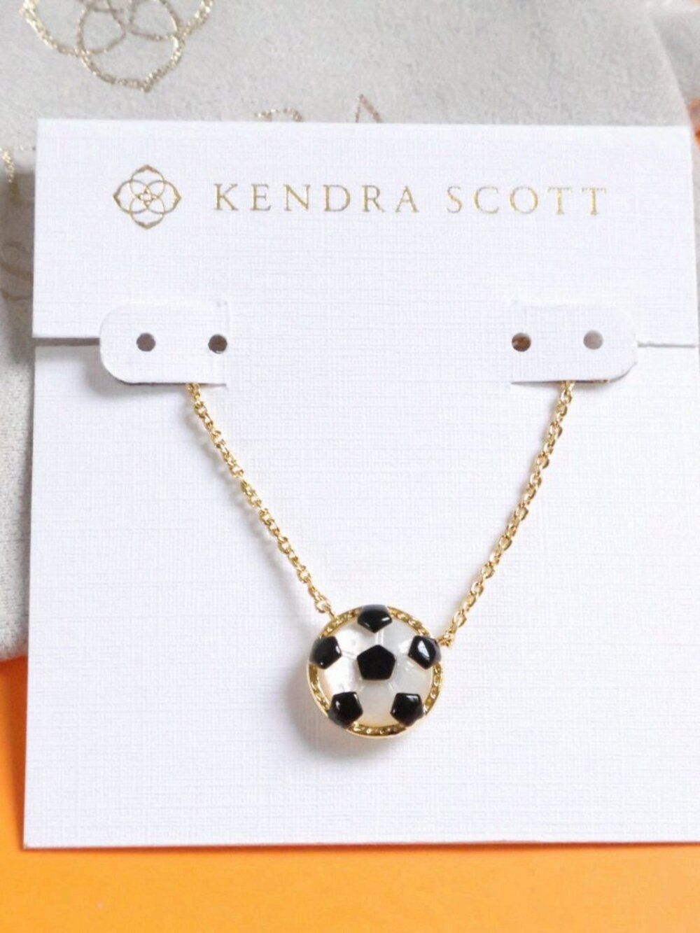 Kendra Scott Soccer Ivory Mother-of-Pearl Short Necklace Gold